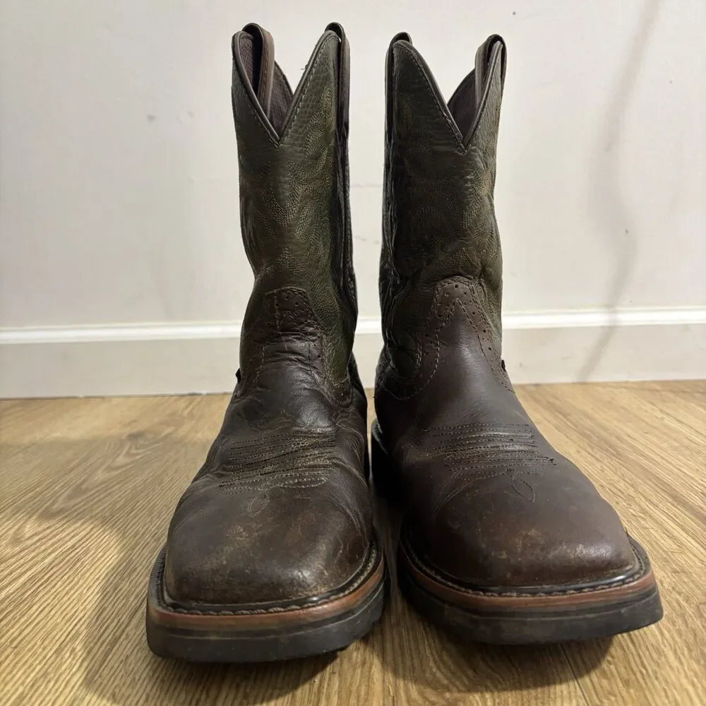Justin Stampede Driller 11” Boots Men’s 8.5 D Brown Steel Toe Western Work